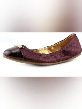 Coach Darsi Metallic Burgundy Ballet Flat with Patent Cap Toe